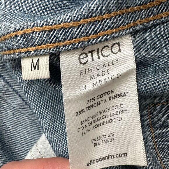 NWOT Ética Larsen Utility Denim Jumpsuit Long Sleeves Size M - Picture 12 of 12